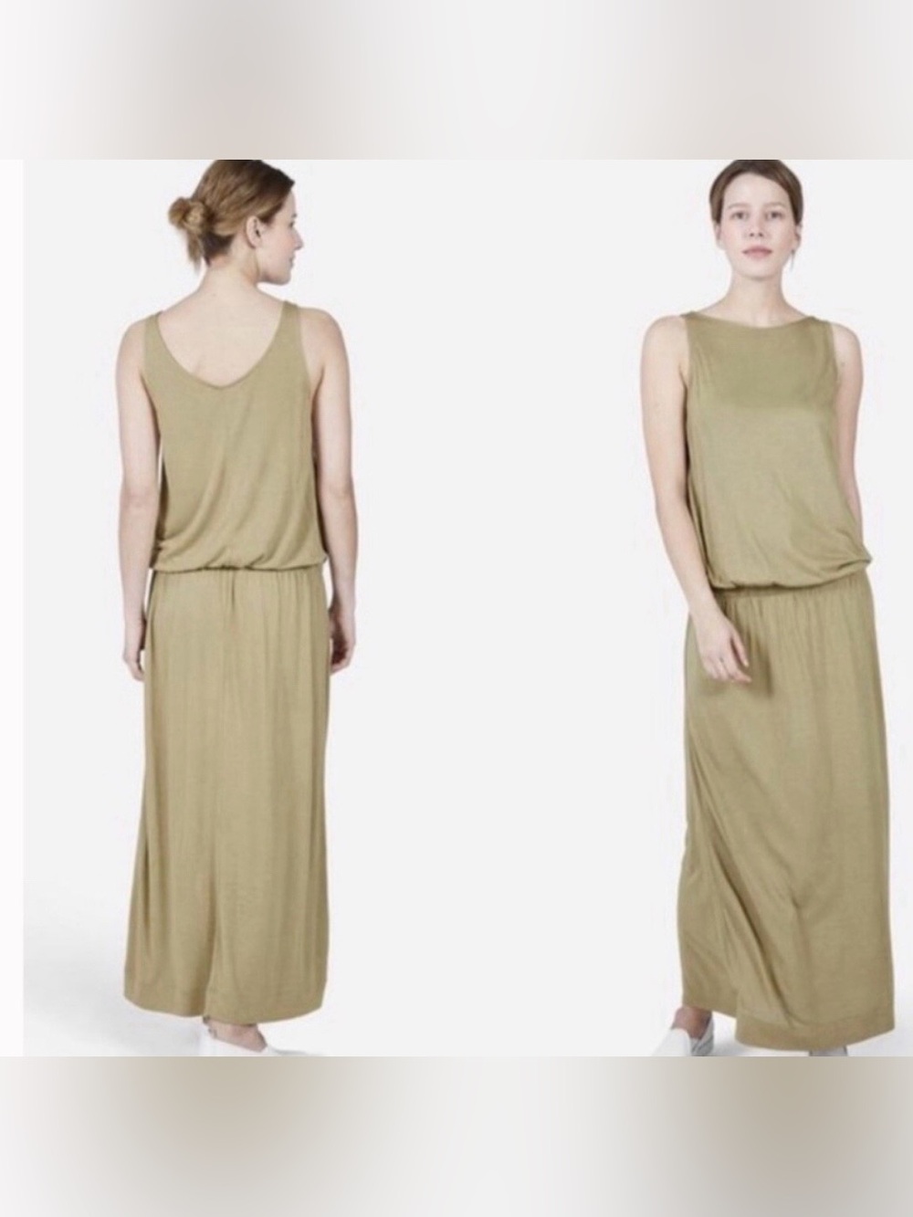 Everlane|The Ryan maxi tank dress in Camel Tan sleeveless Drapey style•••LARGE